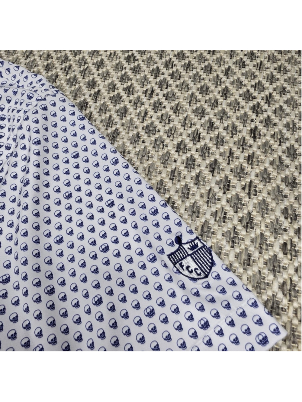 Peter Millar Summer Comfort Skull Print Golf Polo Fairmount CC Mens Medium - Picture 4 of 8